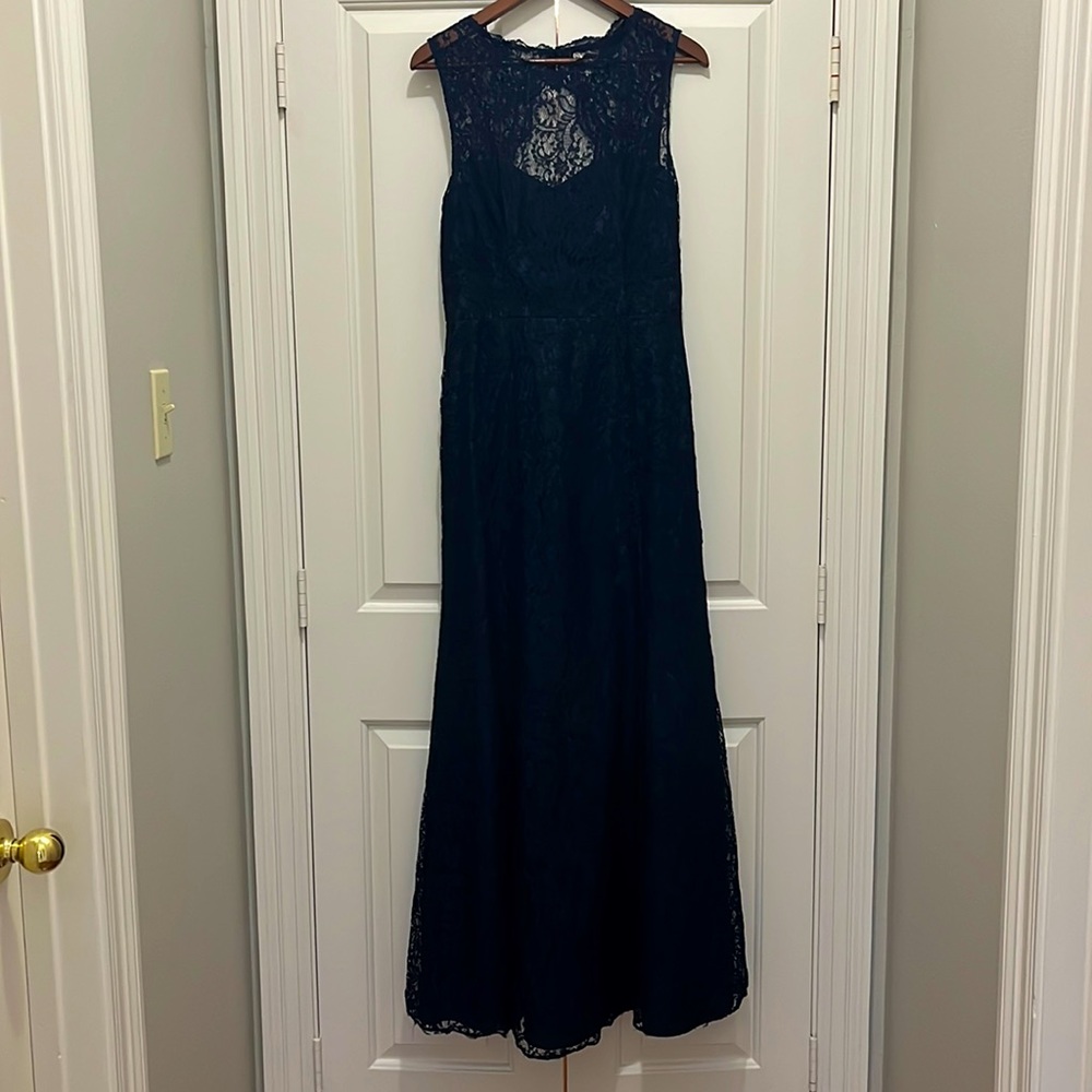 Navy lace full length gown